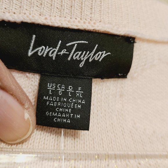 Lord & Taylor | Peach Polka Dot Crewneck Sweater - Picture 2 of 11